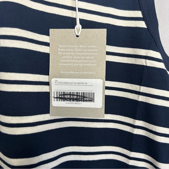 NWT Everlane The Tank Essential Cotton Striped Navy White Size XS Extra Small - Picture 6 of 7